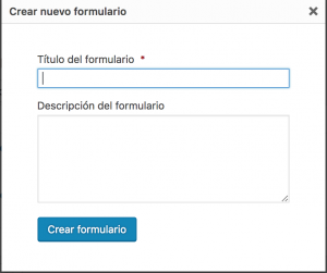 Pop-Up para crear un nuevo formulario