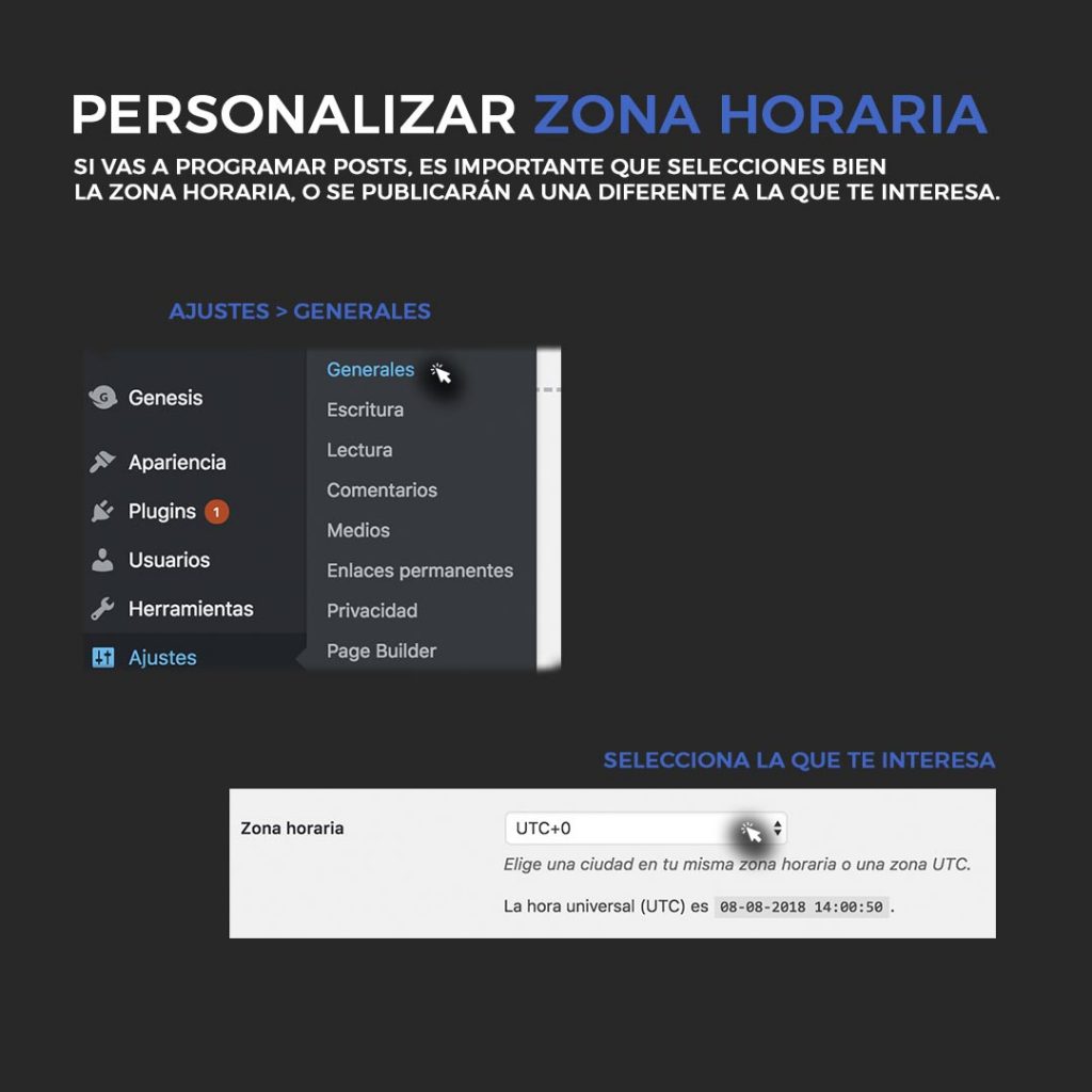 Ajustar la zona horaria en WordPress