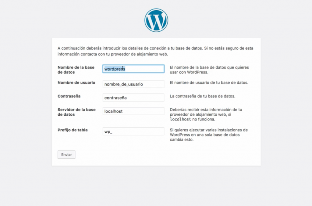 Datos de la base de datos en WordPress