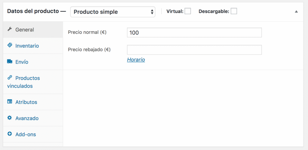 Configurando el precio en Woocommerce