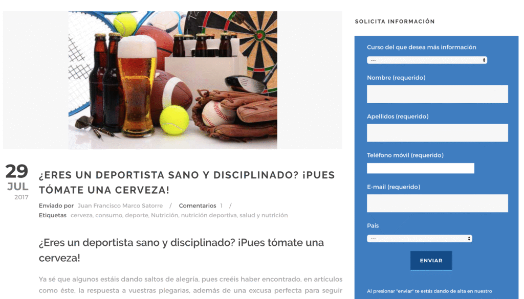 Captación de leads con una sidebar y un formulario en la misma