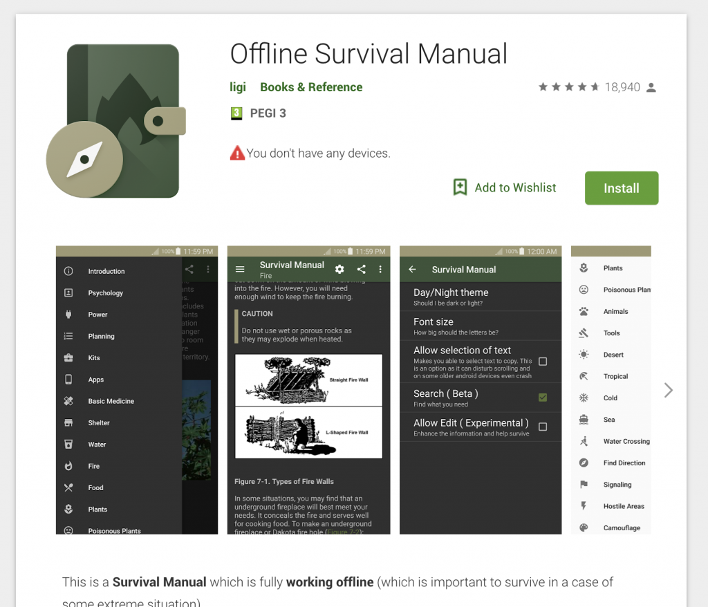 Guías de supervivencia de uso Offline