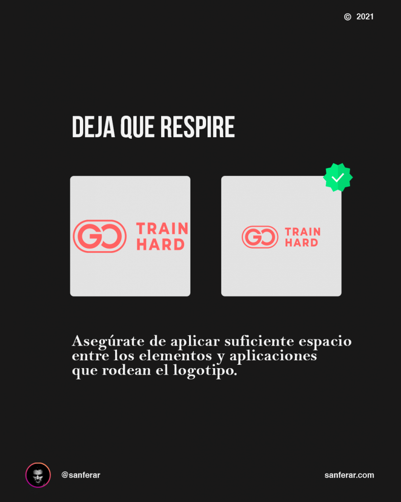 Un buen logotipo debe tener márgen para respirar bien